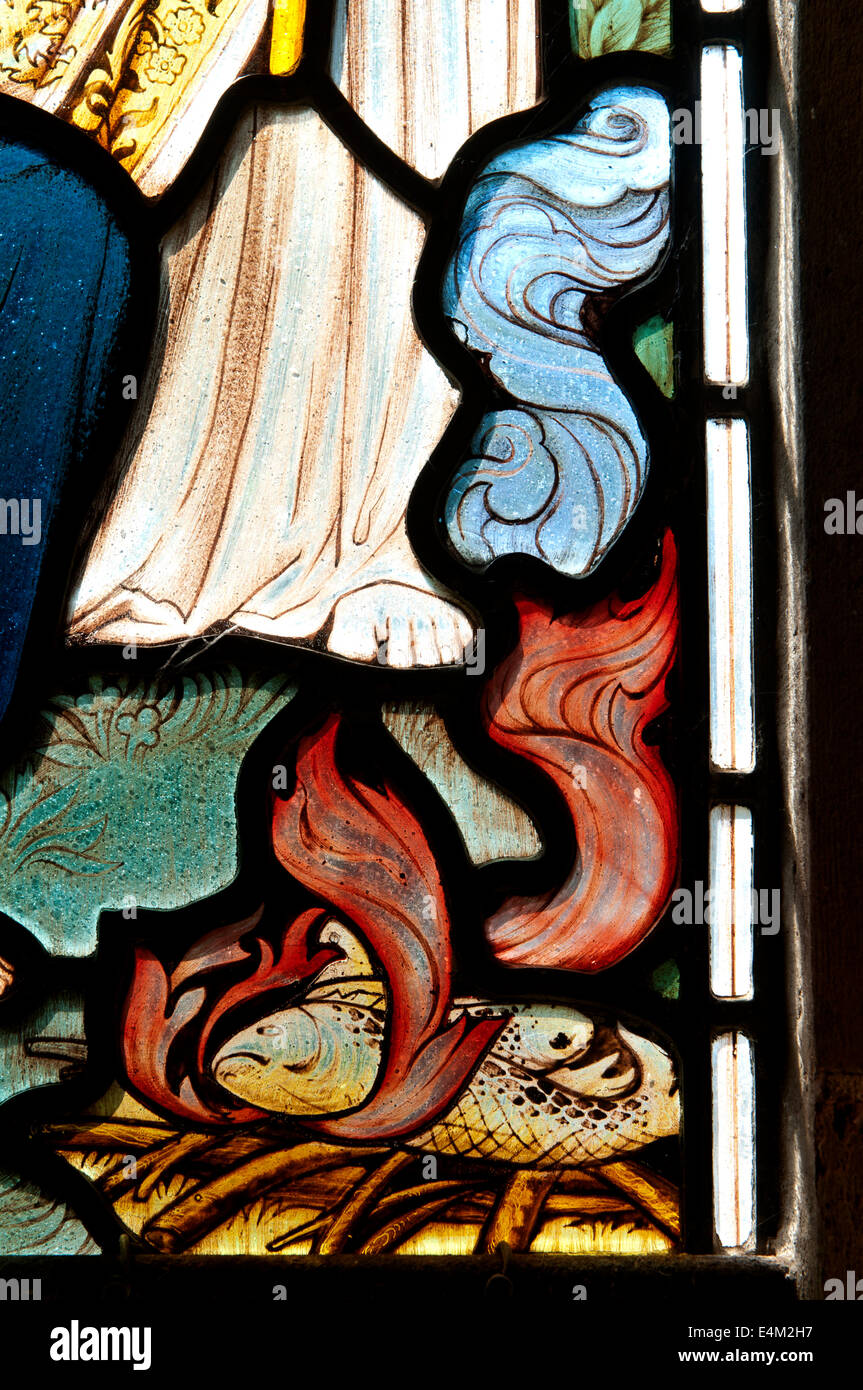 Jesus cooking fish stained glass, St Mary and St Margaret`s Church